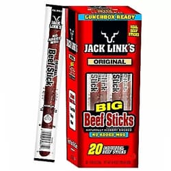 Jack Link's Beef Sticks, Original, 0.92 Ounce (20 Count) - Great Protein Snack, Meat Stick with 5g of Protein, Made with 100% Premium Beef, No Added MSG Original Sticks