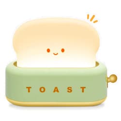 TOOGE Desk Decor Cute Toast Lamp Small Desk Lamp Night Light for Kids Rechargeable with Smile Face Kawaii Decor for Bedroom, Table, Bedside, Desk Gifts for Kids and Adults