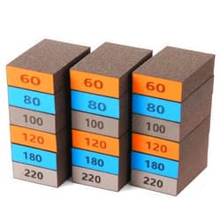 GOH DODD 18 Pieces Sanding Sponges, GOH DODD Coarse Medium Fine Assortment Washable and Reusable Sanding Blocks 60 80 100 120 180 220 Grits Ideal for Wood Metal Wall Polishing