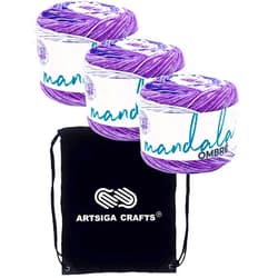 Lion Brand Yarn Lion Brand Mandala Ombre Chi 551-219 (3-Skeins - Same Dye Lot) Worsted Medium #4 Acrylic Yarn for Crocheting and Knitting - Bundle with 1 Artsiga Crafts Project Bag