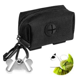 Hilihali Dog Poop Bag Holder for Leash Attachment Dog Poop Bag Dispenser Dog Waste Bag Dispenser for Leash Accessory Portable Set Fit Dog Leash - Dog Poop Bags Holder & 1 Hand Free Holder Metal Carrier, Black