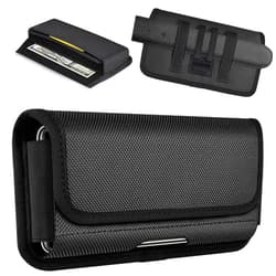 ykooe Rugged Nylon Holster for iPhone 15, 15 Pro, 14, 14 Pro, 13, 13 Pro, 12, 12 Pro, 11, 11 Pro, XR, Galaxy S24, S23, S22 Cell Phone Belt Holder for Men, Black - L