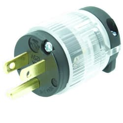 Journeyman-Pro 515PV-LIT Lighted 15 Amp 120-125 Volt, NEMA 5-15P, 2Pole 3Wire, Straight Blade, Male Plug Replacement Cord Outlet Connector, Commercial Grade PVC Power Indicating (Black LIT 1-Pack)