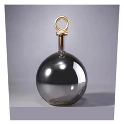MYOYUE Creative Round Ball Small Mouth Large Belly Transparent Glass Vase Metal Copper Lid Design Hydroponic Flower Arrangement Ware Vase (Size : Nickel Plated Color M)