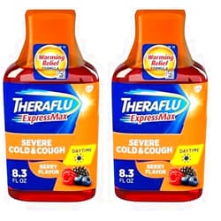 Theraflu ExpressMax Daytime for Relief from Severe Cold and Cough, Berry Flavor Syrup, 8.3 Ounce Bottle (Pack of 2)