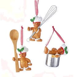 Kurt S. Adler Kurt Adler Cute Chef Gingerbread 3.5” (3 Styles) Set of 3 Resin Ornaments for Home Décor, Christmas