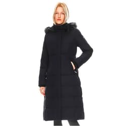 Orolay Women's Quilted Down Jacket Winter Long Coat Hooded Stand Collar Parka