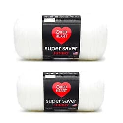 Red Heart Super Saver Jumbo Yarn, 2 Pack, Soft White 2 Count Soft White 2 Pack