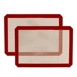 Innovkitchen Silicone Baking Mat, 2 Pack Reusable Baking Mats Silicone for Baking Sheets, Nonstick Oven Liners Cooking Silicone Baking Mat, Bread, Macaron Silicone Baking Mats(Red)