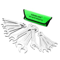 SWANLAKE GARDEN TOOLS SWANLAKE 19Pcs Super-Thin Open End Wrench Set with Rolling Pouch, CR-V Steel SAE & Metric, 1/4