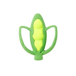 Infantino Lil' Nibbles Textured Silicone Teether -Sensory Exploration and Teething Relief with Easy to Hold Handles, Green Pea Pod