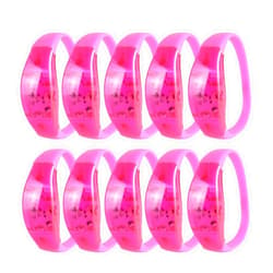 Watreketal 10PCS Glow Bracelets, LED Bracelets 3 Modes (Fast Flash/Slow Flash/Always on) Glow in the Dark Bracelets Perfect Party Favors for Birthdays, Glow in the Dark Themed Parties (Pink)