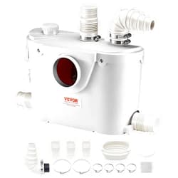 VEVOR 500W Macerator Pump, 29 GPM Flow, 26 ft/8 m Head, Macerator Sewerage Toilet Pump with 4 Water Inlets, Waste Water Disposal Upflush Machine for Toilet, Basement, Shower, Sink, Laundry, Bathtub