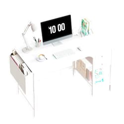 Lufeiya White Small Desk with Drawers - 40 Inch Computer Desk for Small Space Home Office, Modern Simple Study Writing Table PC Desks