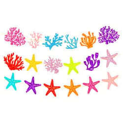Ushinemi Under The Sea Party Decorations, Glitter Starfish Coral Banner Ocean Themed Party Supplies for Birthday Baby Shower Classroom
