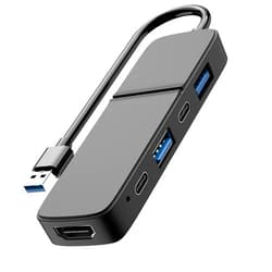 Luventg 5-Port USB 3.0 Hub with 4K HDMI - Dual USB-A/C, 5Gbps Data Transfer for MacBook Pro/Air, iPad Pro, iPhone 15, iMac, XPS, ThinkPad & More - Ideal for Flash Drives & Portable Hard Disks
