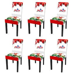 EIVMAX Set of 6 Christmas Dining Room Chair Covers Snowflake Gift Stretch Removable Chair Seat Protector Dining Chair Slipcovers Spandex Washable Christmas Table Decor Holiday Party (White,6)