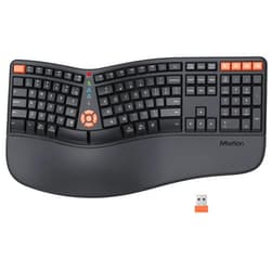 MEETION Ergonomic Keyboard, Wireless Split Ergo Keyboard with Cushioned Wrist Rest, Full Size, USB-C Rechargeable, USB & Bluetooth Keyboard for Multi-OS Windows/Mac, Computer/Laptop/Tablet/, Black