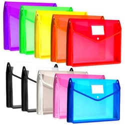 Epakh 10 Pieces Plastic File Folders Envelope Expanding File Wallet Organizer Documents Folder with Snap Closure and Pocket B4 Waterproof Transparent File Pouch for School Office(Multicolored,Horizontal)