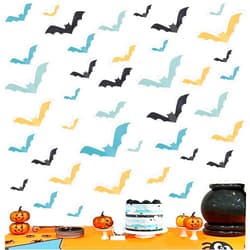 Sursurprise Susurprise Bat Wall Decor, 48PCS 3D Halloween Bat Wall Stickers, Bat Wall Decals Blue Black Orange for Halloween Party Decorations Halloween Home Room Bathroom Indoor Outdoor Decor