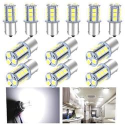 Alopee 12 Pack 1156 LED Bulb White 1141 LED Bulbs RV Interior Lights DC 12V 1156 Bulb Replacement for BA15S P21W 7506 1003 93 5007 5008 LED Bulb Camper Trailer Boat RV Light Bulbs 5050 18SMD