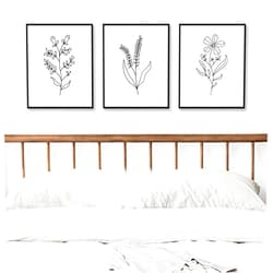 WCDHOR Minimal Line Botanical Prints, Flower Line Art Prints, Set of 3, Gallery Wall art, Botanical Prints, Wild Flowers Art, Floral Line Art, Minimal Floral Prints, 11x14inch Unframed