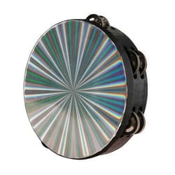 Javik Radiant Tambourine 8 Inch Hand Held Drum with Double Row jingles, Reflective Tambourines Percussion Musical Instruments for Adults Kids Church Party Dance Games