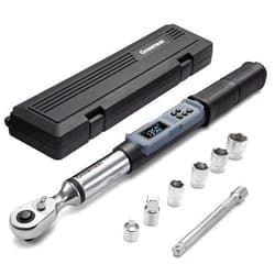 GROWNEER Digital Torque Wrench, 5-99.6 Ft-lbs/6.8-135 nm, 3/8'' Drive Rachet Torque Wrench with Buzzer & Colorful LED Indicator, Electronic Wrench Set for Bike Motorcycle Car Auto Repair