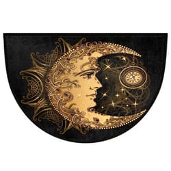 Histao Boho Crescent Moon Sun Mandala Half Round Door Mat Outdoor Entrance,for Outside Entry 18x30 in Wear Resistant Semi Circle Floor Mats Area Rugs for Balcony Kitchen