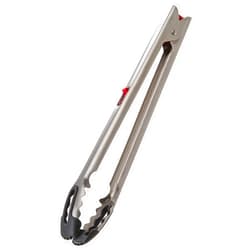 Progressive Prep Solutions 12 Inch Stainless Steel, One-Handed Locking Tongs