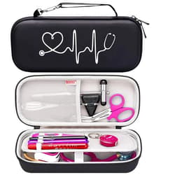 BOVKE Stethoscope Case fits 3M Littmann Classic III Monitoring Stethoscope, Lightweight II S.E, MDF Acoustica, Cardiology IV Diagnostic Stethoscope Holder with Pocket for Nurse Accessories, Black
