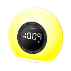 iHome Sunrise Alarm Clock Radio with Bluetooth Speaker, Color Changing Lamp, and USB Charging (iBT32)