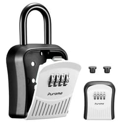 Puroma Lock Box Combination Key Lock Box, Wall-Mounted Portable Storage Lockbox for Keys with Resettable Code, Outside Safe Security Box for House, Apartment, Office Key Storage (1 Pack, Gray)