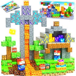 Soyee Magnetic Blocks Travel Toys with Metal Tin Travel Essentials STEM Learning Outdoor Building Kids Toddler Toys & Birthday Gifts for Boys Girls Ages 3+