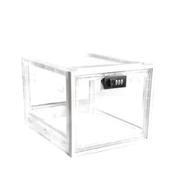 Ningbo Jusen Electronics Co., Ltd Medicine Box with Combination Locker,Lock boxes for Medication Safe Storage Cabinet, Large Lockable Box for Food,Snacks,Phone Jail,Refrigerator Container,Organizer Safety Lockbox (Clear + white)