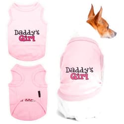 Parisian Pet Dog T-Shirt with Embroidered 'Daddy’s Girl' Words - 100% Cotton, Breathable Sleeveless Girl Dog Clothes - Machine Washable Dog Clothes for Medium-Sized Dogs, M