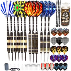 LANNEY Darts Metal Tip Set, Steel Tip Darts Set 20 Grams 24 Grams and 26 Grams Professional Darts for Dartboard with Aluminum Shafts, Brass Barrels, Extra Flights, Sharpener Tool Kit, Carrying Case