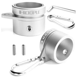 HOOPLE Flag Pole Rings, Anti Wrap Spinning Flag Pole Clips Swivels No Tangle Aluminum Alloy 360° Rotating Flagpole Mounting Rings with Carabiners for 0.75-1 Inch Diameter Flag Poles 2 Pack Silver
