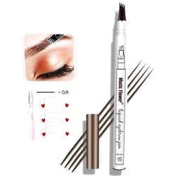 MoonKong Eyebrow Pen, MoonKong 4 Point Eyebrow Pencil Waterproof Eye Brown Makeup, Eyebrow Kits with 3 Eyebrow Stencil, 1 Brow Razor (4# Black)