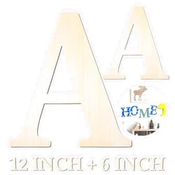 HEKOOLA Large Wooden Letters 12 inch Wood Letters for Crafts Projects Small Wooden Letters 6 inch for Wall Decor Home Decor Birthday Party Wedding Decorations Unfinished Wood Crafts to Paint (Wooden Letter A)