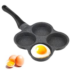 PEAKTREND 4-Cup Egg Pan Nonstick, and Healthy Granite Egg Frying Pan, Versatile Breakfast Skillet for Eggs, Pancakes, Plett, Crepes, Compatible with Gas Stove and Induction Cooktop