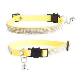 DAIHAQIKO Cat Collar Breakaway with Bell，Rhinestone cat collar Bling Cat Collar for Girl & Boy Cat,Diamond Cat Collar 0.4 Inches in Width and Lightweight（Pink）