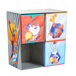 Idea Nuova Space Jam Collapsible Storage Cubby Unit and Bookshelf with 3 Collapsible Cubes