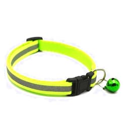 Zemat pet Reflective Collar, Dog and Kitten Collar with Bell, 5 Colors, Adjustable Nylon Puppy Collar Bell (Fluorescent Green)