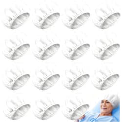 Hicarer 15 Pcs Waterless Shampoo Caps for Women Bedridden Patients Rinse Free Dry Hair Wash Caps Microwaveable Shower Cap Disposable Health Care Products Dementia Product for Elderly Bathroom Essentials White