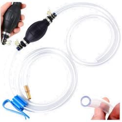 BBjinronjy Siphon Pump for Gasoline Gas Oil Fuel Petrol Diesel Fluid Water Fish Tank,Manual Hand Pump 1 Transfer Pump with 2 Durable PVC Siphon Hoses (15mm) with Hose Clip,Metal Buckles,Brass 1