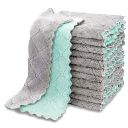 AIDEA Kitchen Towels, 12 Pack Absorbent Coral Fleece Dish Towels, No Odor Reusable Dish Cloths, Microfiber Cleaning Cloths, Fast Drying Dishcloths, 6.3
