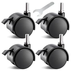 ANDUTEES 2 Inch Threaded Stem Furniture Casters, Metric M8 Nylon Plastic Swivel Locking Casters Set of 4, for Office Chairs, Shelves, Carts, Workbenches.