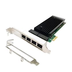 HINYSENO 4 Port RJ-45 10/100/1000Mbps PCI-Express x 4 Gigabit Ethernet Server Adapter Quad-Port Network Interface Controller Card for Intel 82576 Chipset, Compare to Intel 82576