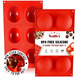 Walfos Large 6-Cavity Semi Sphere Silicone Mold, Half Sphere Silicone Baking Molds for Making Chocolate, Cake, Jelly, Dome Mousse (2 Packs)